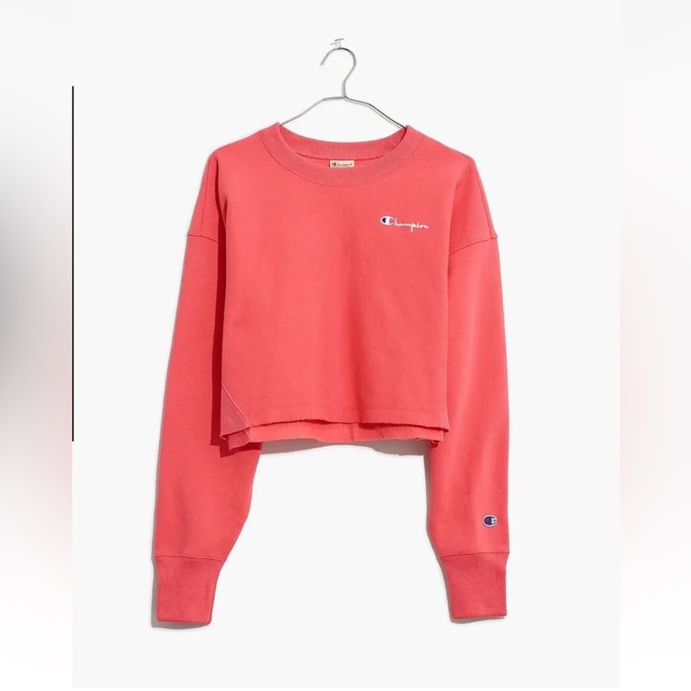 Champion Reverse Weave Cropped Sweater, Hot Pink, XS